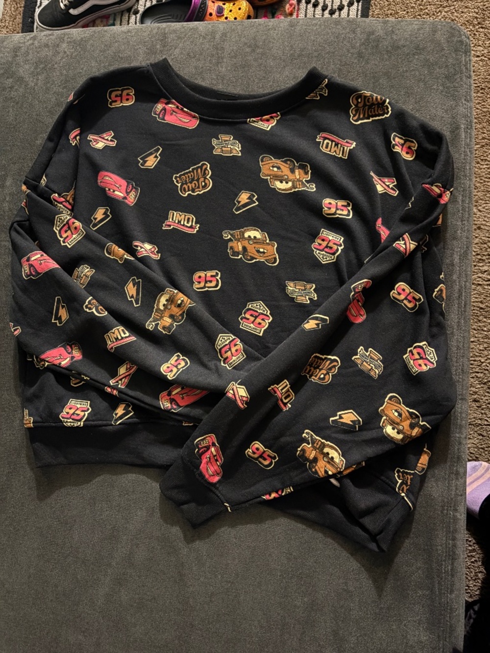 womens Disney cars fleece lined crop sweatshirt 3x
